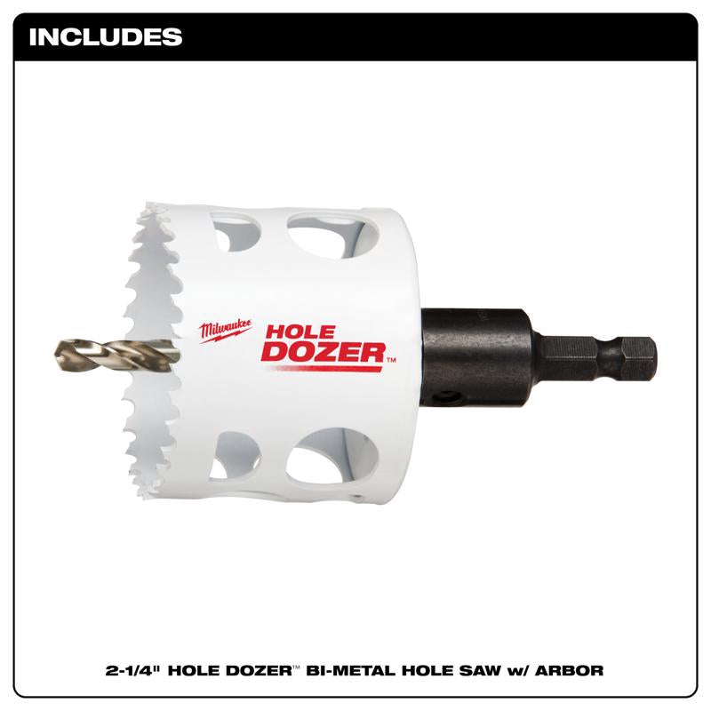 Milwaukee Hole Dozer 2-1/4 in. Bi-Metal Hole Saw with Arbor and Pilot Bit 1 pk