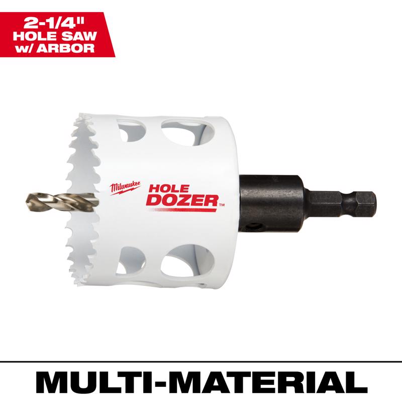 Milwaukee Hole Dozer 2-1/4 in. Bi-Metal Hole Saw with Arbor and Pilot Bit 1 pk