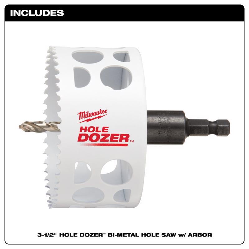 Milwaukee Hole Dozer 3-1/2 in. Bi-Metal Hole Saw with Arbor and Pilot Bit 1 pk