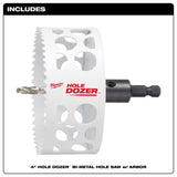 Milwaukee Hole Dozer 4 in. Bi-Metal Hole Saw with Arbor and Pilot Bit 1 pk