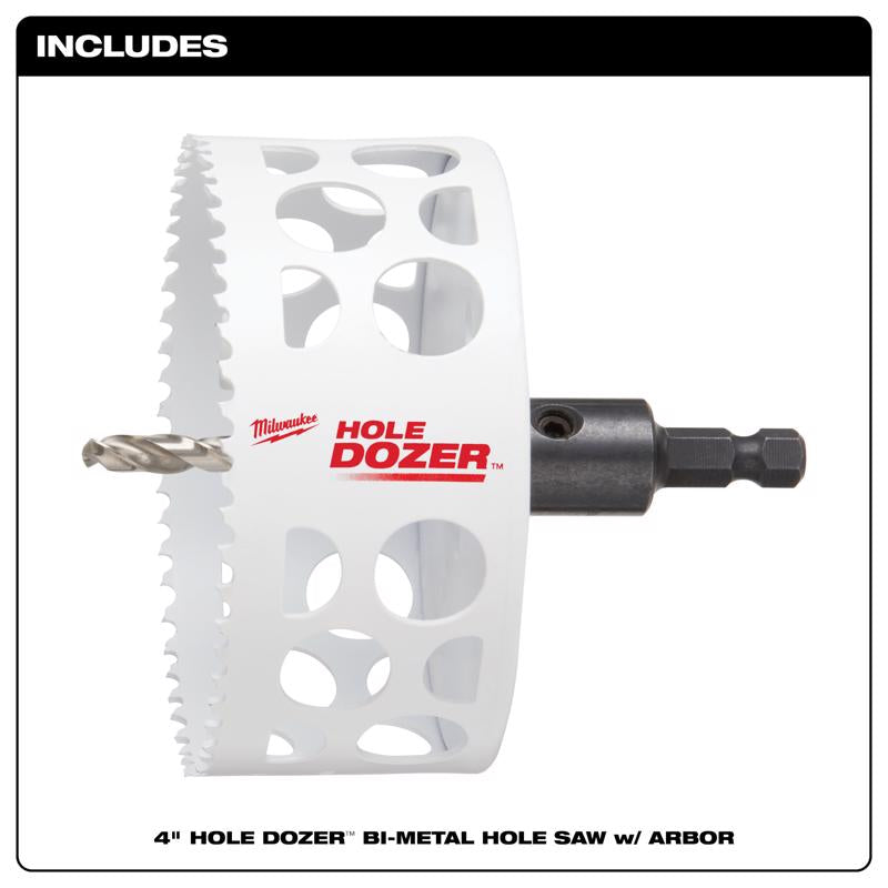 Milwaukee Hole Dozer 4 in. Bi-Metal Hole Saw with Arbor and Pilot Bit 1 pk