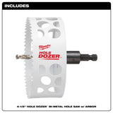 Milwaukee Hole Dozer 4-1/2 in. Bi-Metal Hole Saw with Arbor and Pilot Bit 1 pk