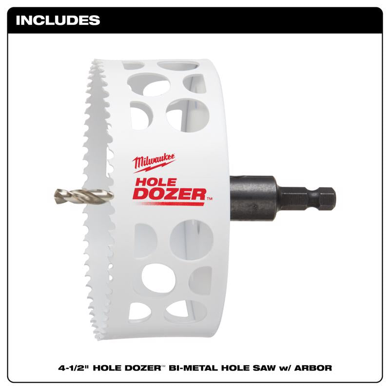 Milwaukee Hole Dozer 4-1/2 in. Bi-Metal Hole Saw with Arbor and Pilot Bit 1 pk