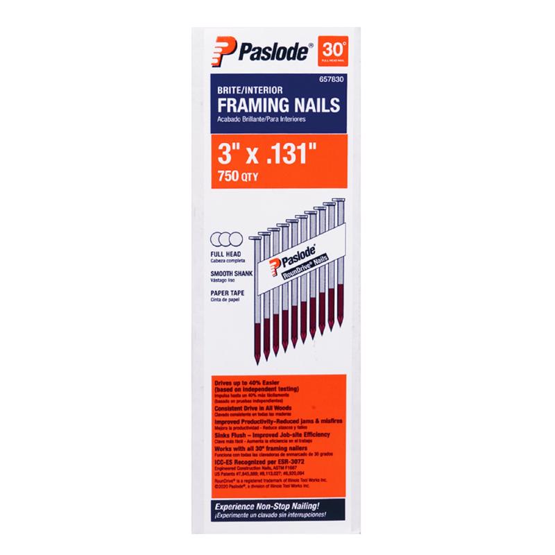Paslode 3 in. Framing Bright Steel Nail Full Round Head