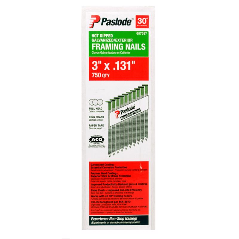 Paslode 3 in. Framing Hot-Dipped Galvanized Steel Nail Full Round Head