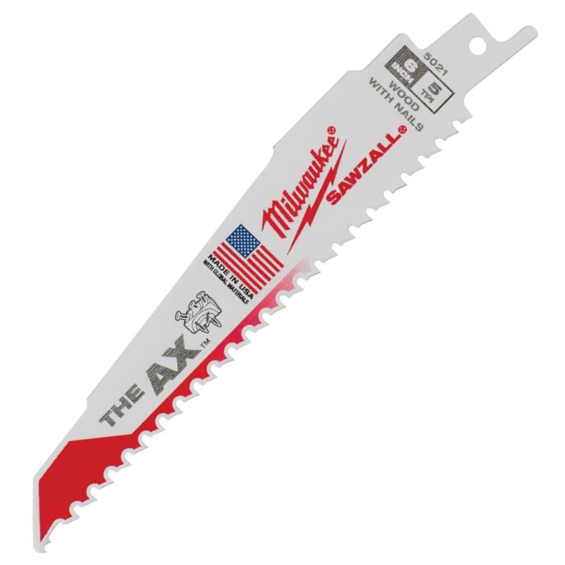 Milwaukee The Ax 6 in. Bi-Metal Reciprocating Saw Blade 5 TPI 100 pc