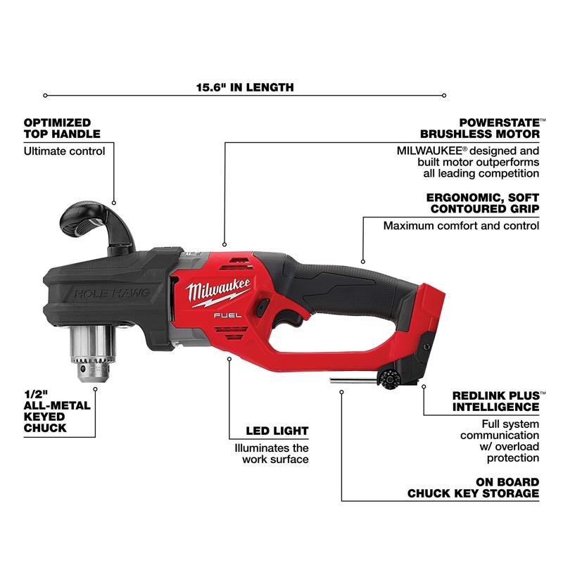 Milwaukee M18 FUEL 1/2 in. Brushless Cordless Right Angle Drill Tool Only