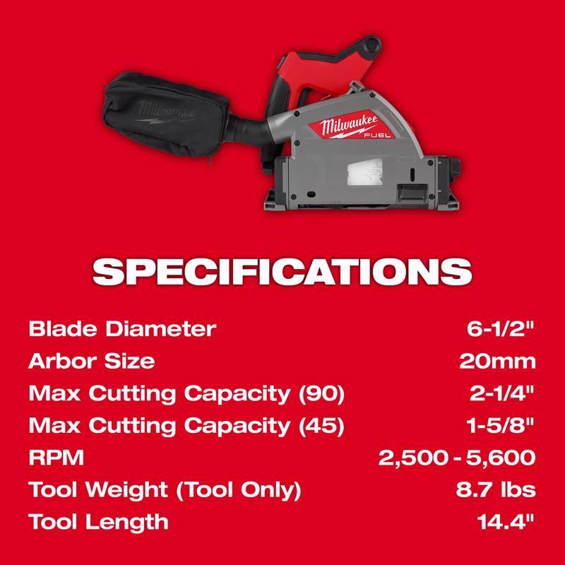 Milwaukee M18 FUEL 6-1/2 in. Cordless Brushless Plunge Track Saw Tool Only