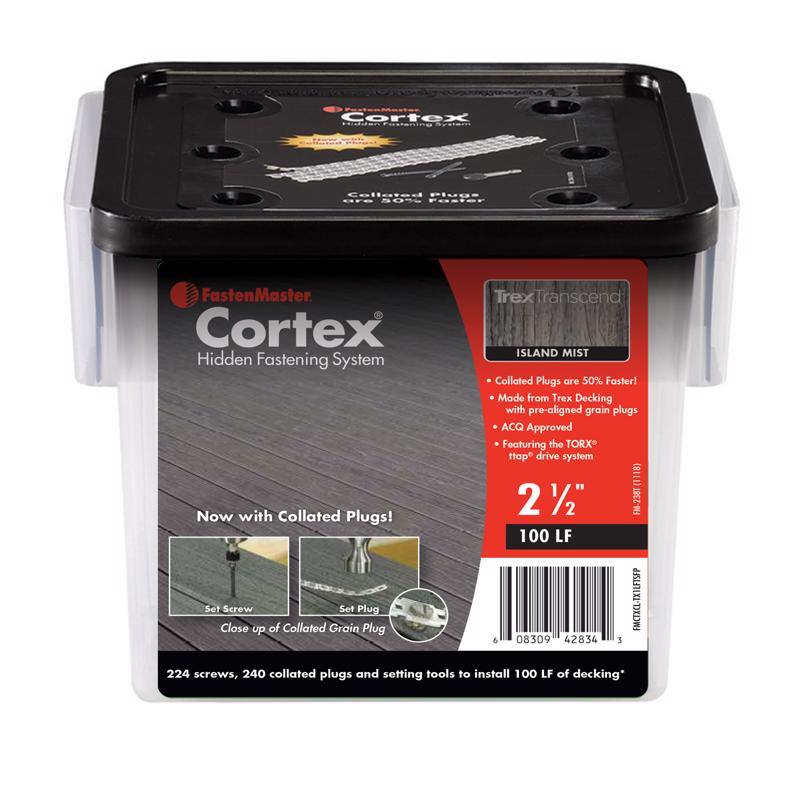 FastenMaster Cortex No. 10 X 2-1/2 in. L Island Mist Torx Ttap Button Head Hidden Deck Fastener 224
