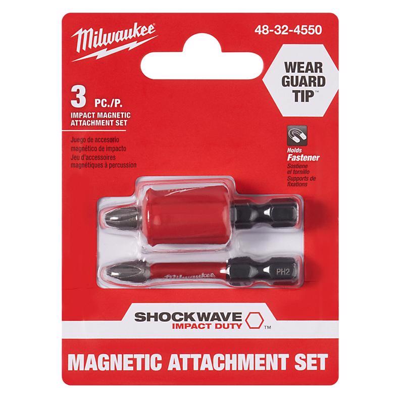 Milwaukee Shockwave Phillips 2 in. L Magnetic Attachment Set Alloy Steel 2 pc