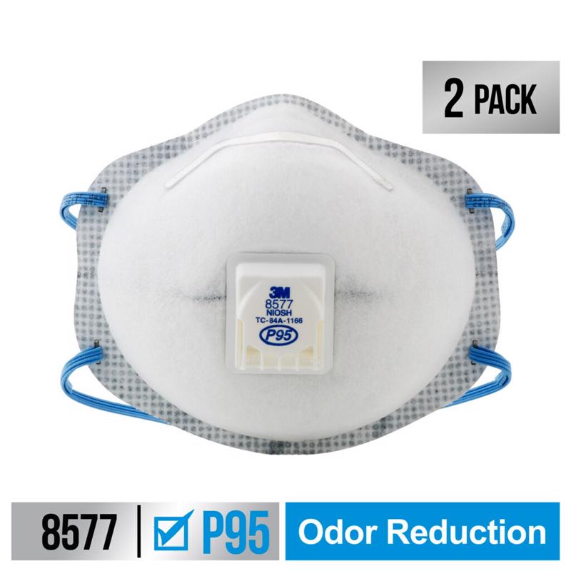 3M Cool Flow P95 Paint Odor Respirator Valved White 2 pk