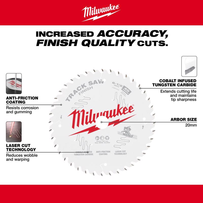 Milwaukee 6-1/2 in. D X 20 mm Tungsten Carbide Track Saw Blade 40 teeth 1 pk