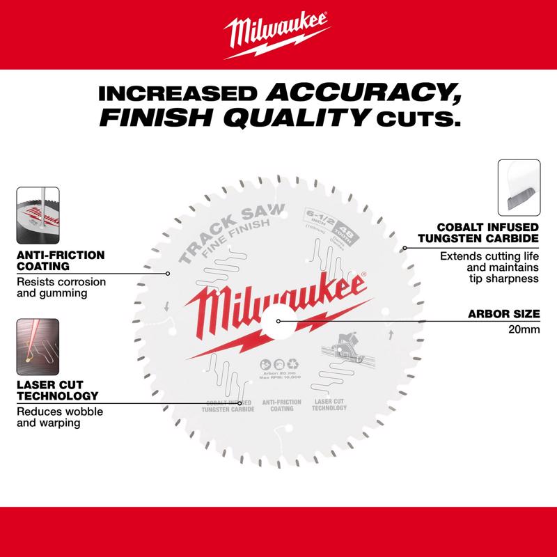 Milwaukee 6-1/2 in. D X 20 mm Tungsten Carbide Track Saw Blade 48 teeth 1 pk