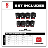 Milwaukee Shockwave 3/4 in. drive Metric 6 Point Standard Impact Socket Set 8 pc