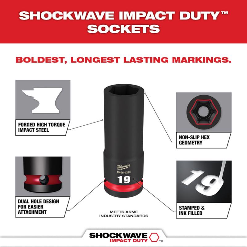 Milwaukee Shockwave 3/4 in. drive Metric 6 Point Standard Impact Socket Set 8 pc