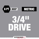 Milwaukee Shockwave 3/4 in. drive Metric 6 Point Deep Impact Socket Set 8 pc