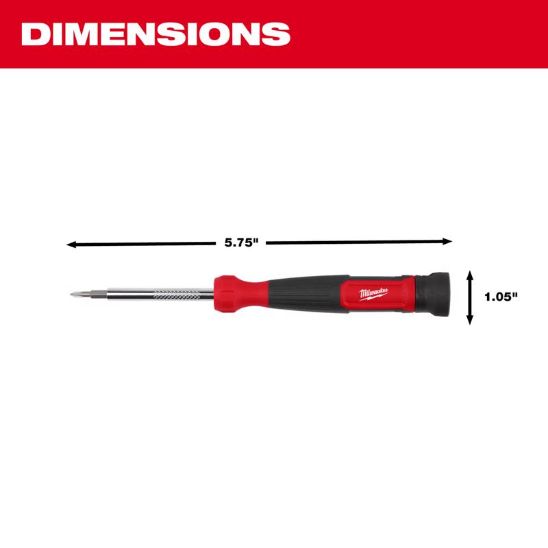 Milwaukee Hex Shank 4-in-1 Precision Multi-Bit Screwdriver 5.75 in. 4 pc