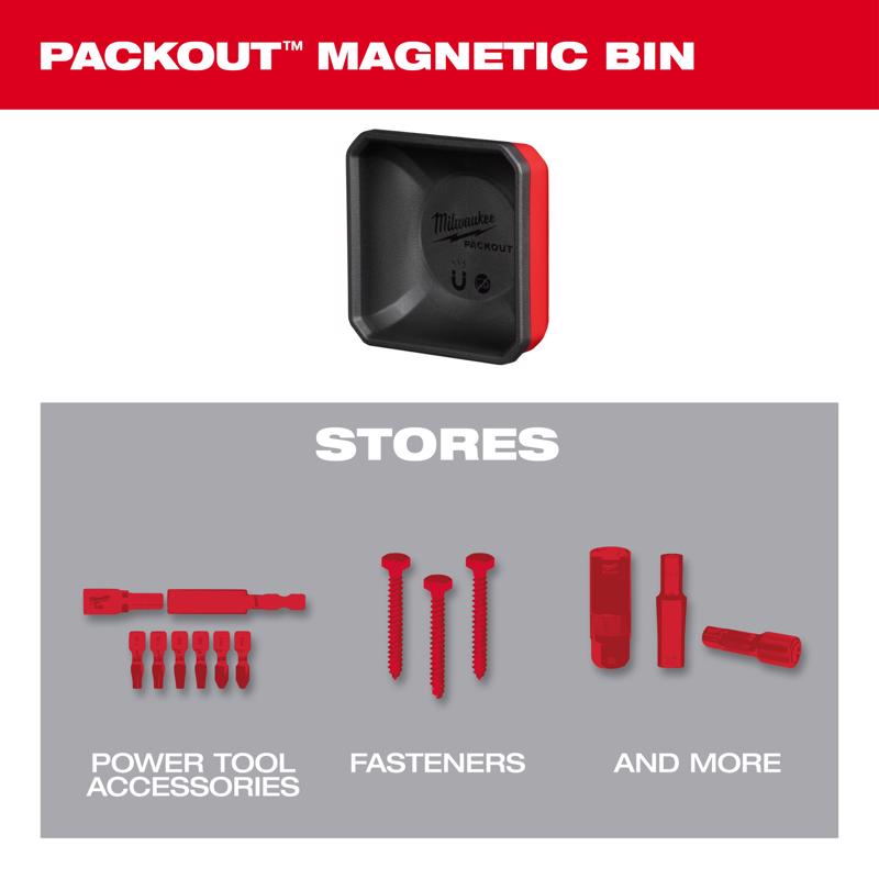 Milwaukee PACKOUT SHOP STORAGE Garage Organizer Magnetic Tray Black/Red