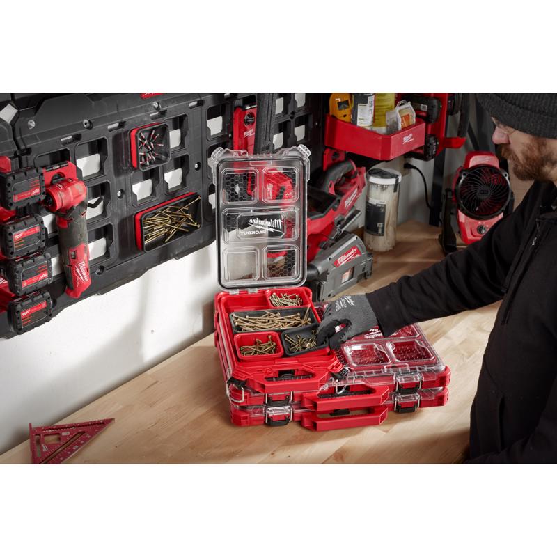 Milwaukee PACKOUT SHOP STORAGE Garage Organizer Magnetic Tray Black/Red