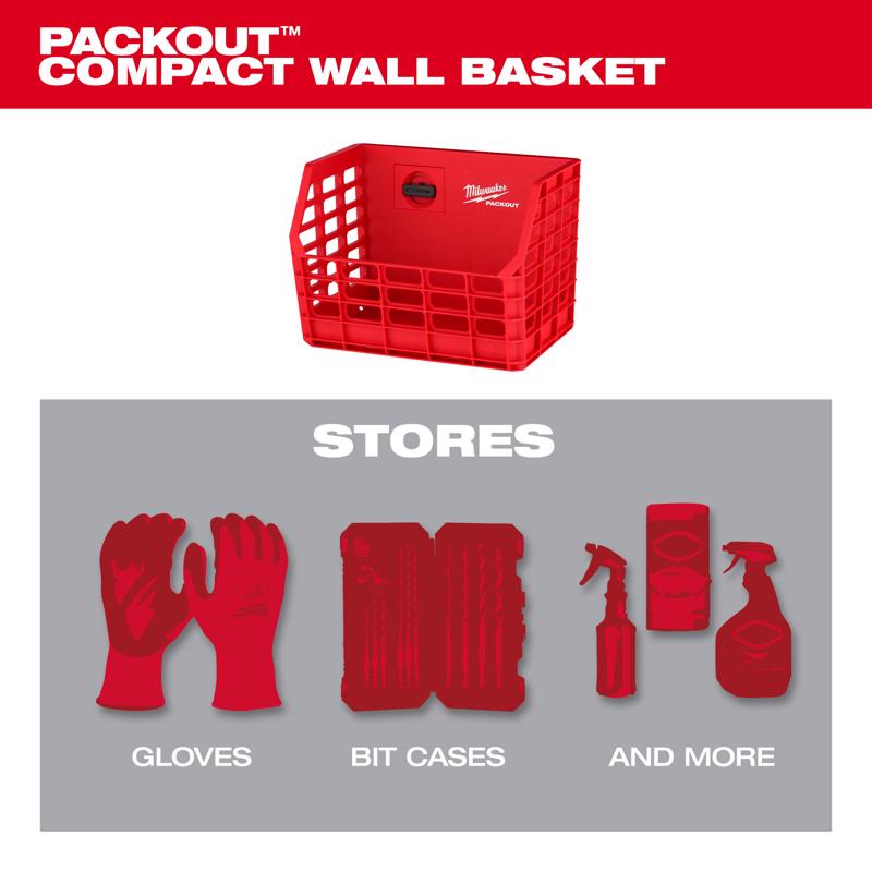 Milwaukee PACKOUT SHOP STORAGE Garage Organizer Tool Storage Bin Red