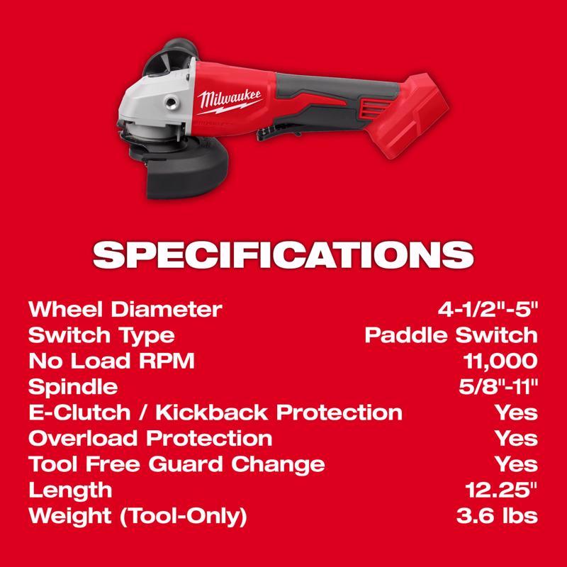 Milwaukee M18 Cordless 4-1/2 to 5 in. Cut-Off/Angle Grinder Tool Only