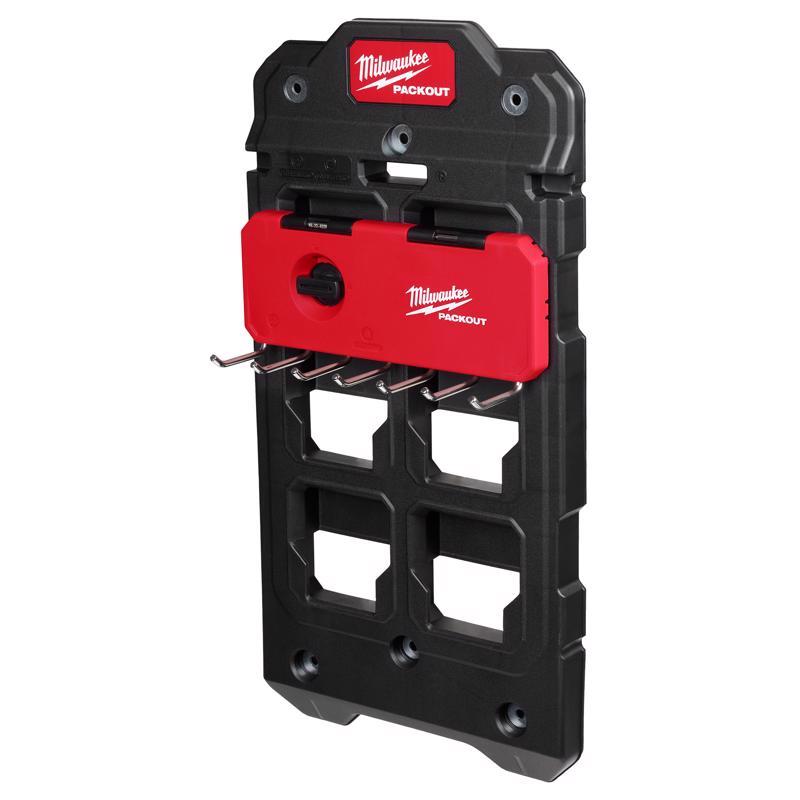 Milwaukee Packout Shop Storage Medium Black/Red Plastic 9.5 in. L Hook Rack 25 lb 1 pk