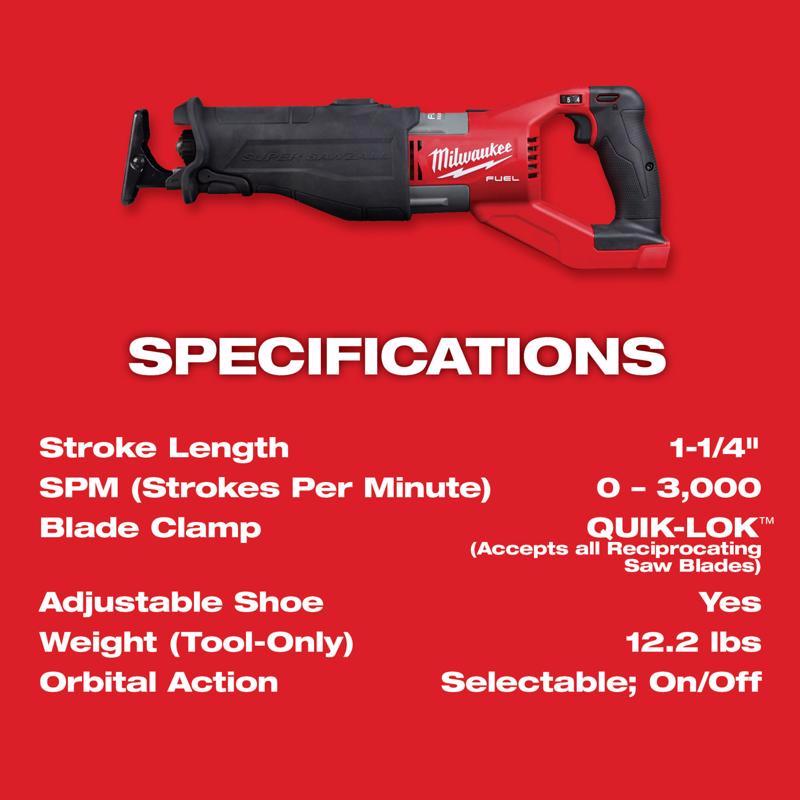 Milwaukee M18 FUEL Super Sawzall Cordless Brushless Reciprocating Saw Tool Only