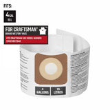 Craftsman Wet/Dry Vac Dust Bag 4 gal 2 pc