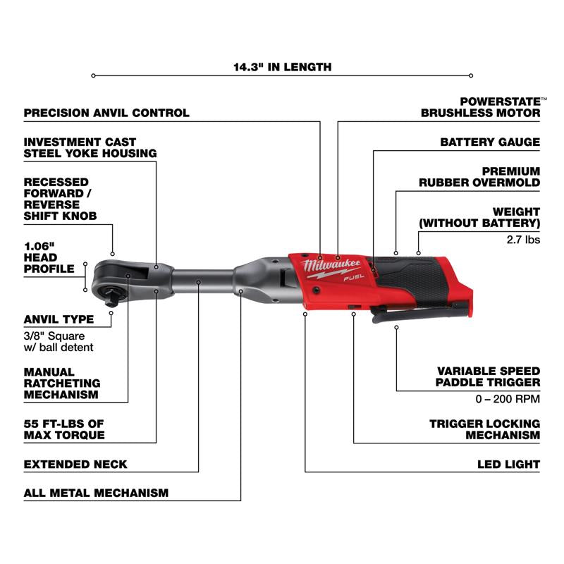 Milwaukee M12 FUEL 3/8 in. Brushless Cordless Ratchet Tool Only