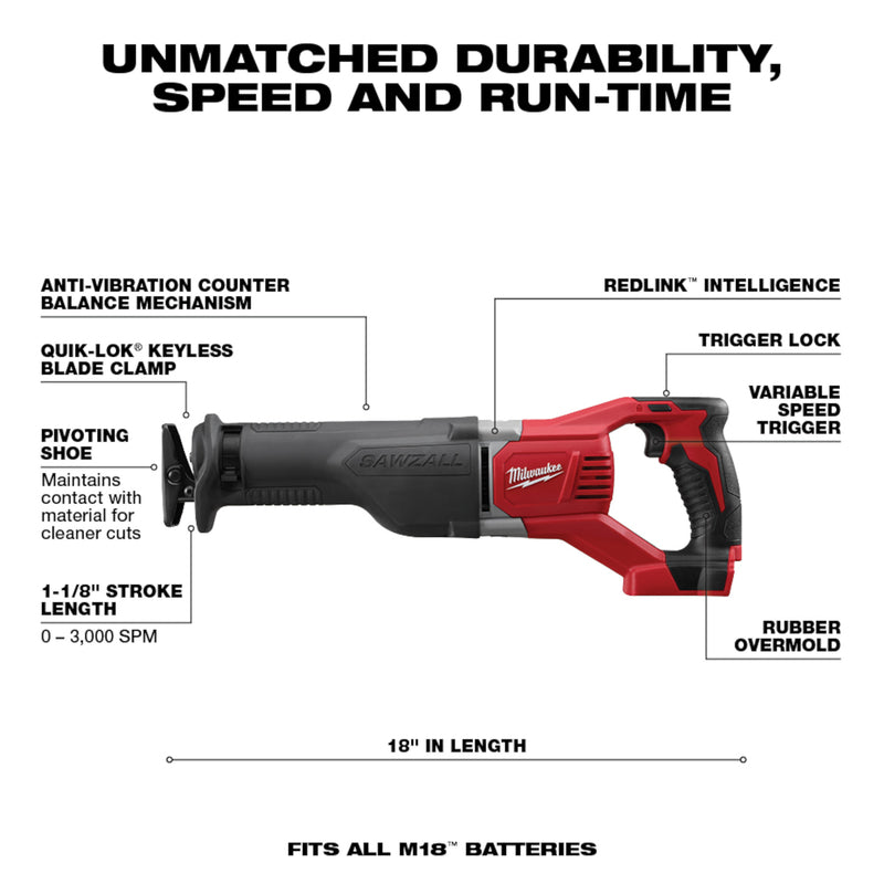 Milwaukee M18 Cordless Brushed 6 Tool Combo Kit