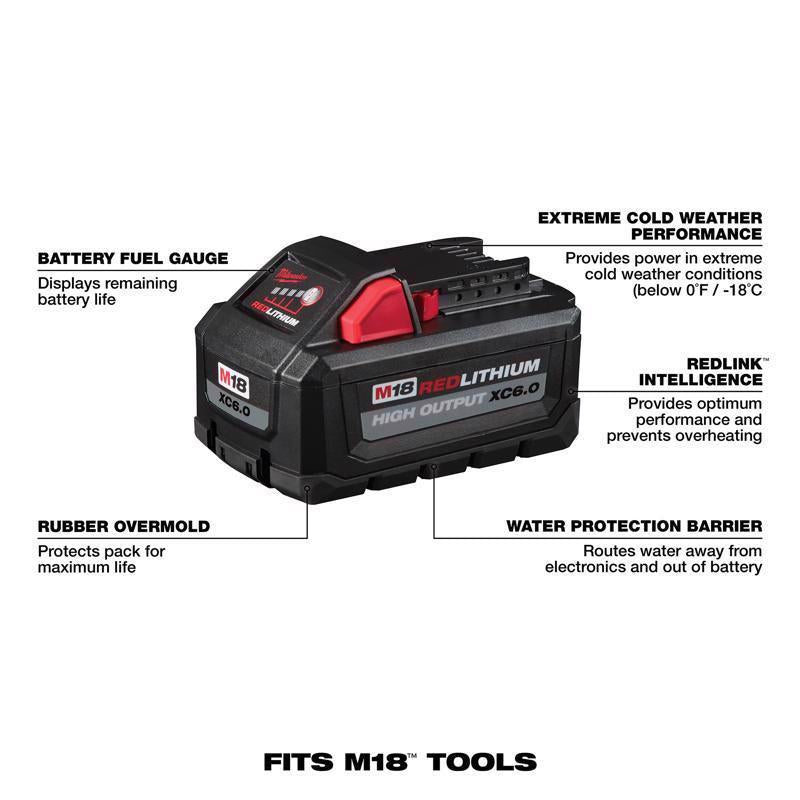 Milwaukee M18 RedLithium XC 6 Ah Lithium-Ion High Output Battery Pack 2 pc