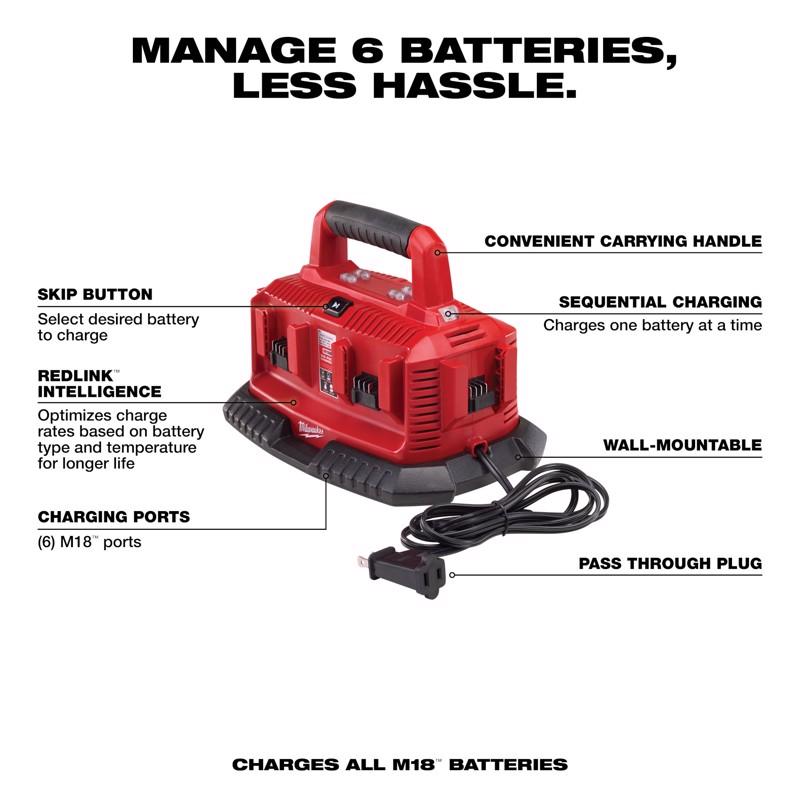 Milwaukee M18 18 V 6-Port Sequential Charger 1 pc