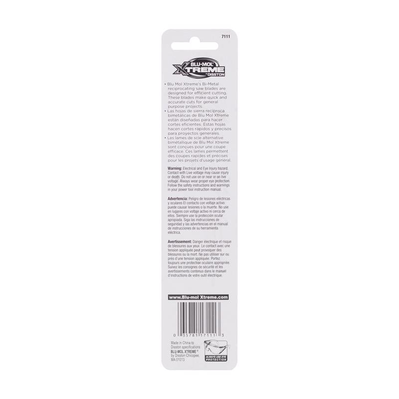 Blu-Mol Xtreme 6 in. Bi-Metal Reciprocating Saw Blade 18 TPI 1 pk
