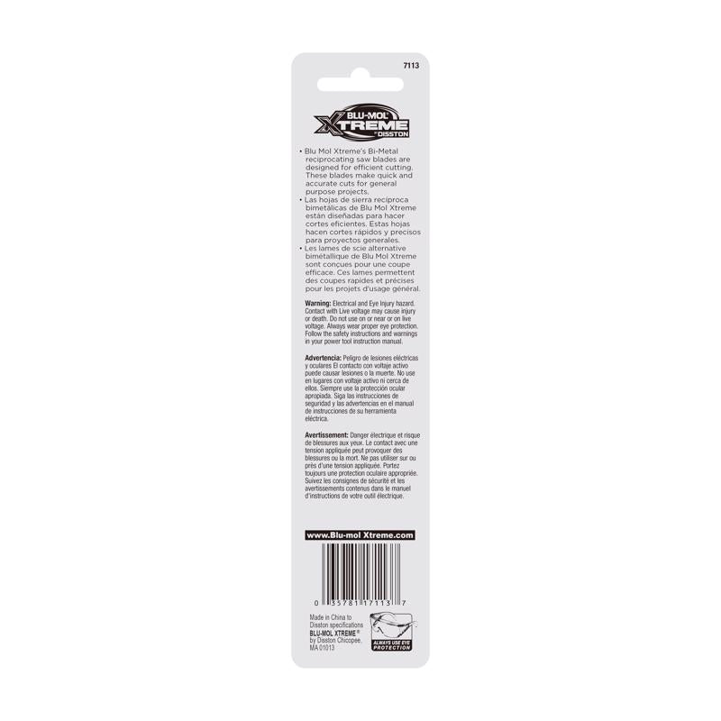 Blu-Mol Xtreme 6 in. Bi-Metal Reciprocating Saw Blade 10 TPI 1 pk