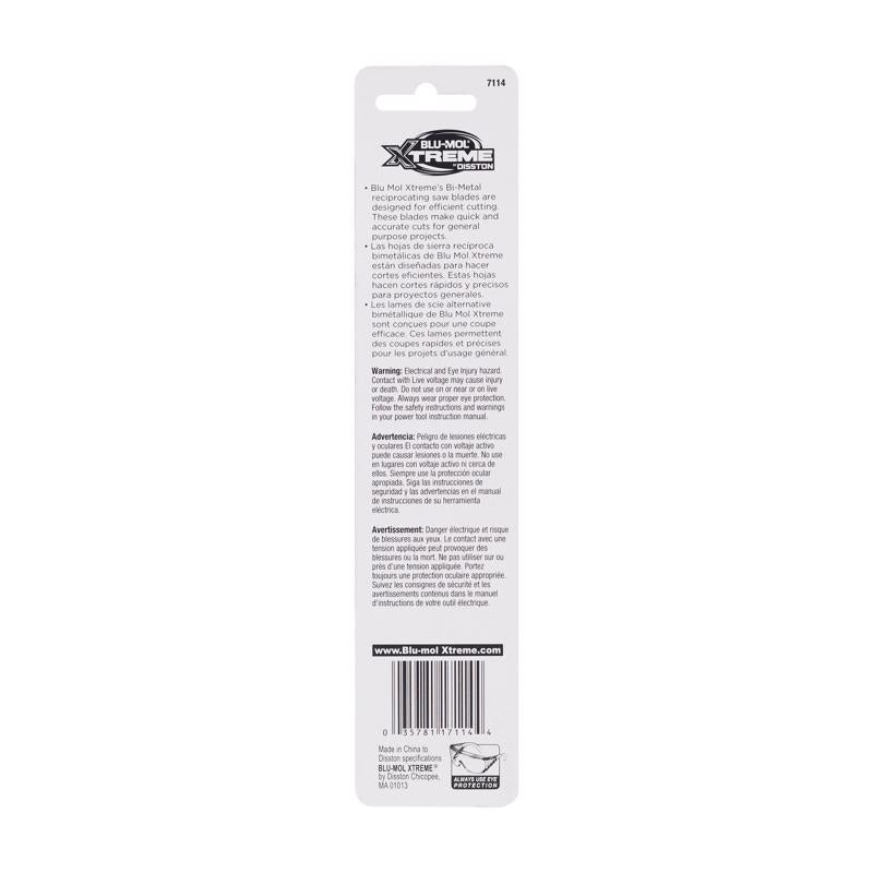 Blu-Mol Xtreme 6 in. Bi-Metal Reciprocating Saw Blade 24 TPI 1 pk