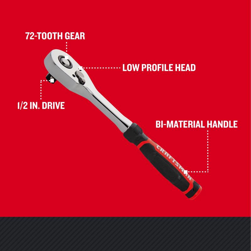 Craftsman Low Profile 1/2 in. drive Bi-Material Ratchet 72 teeth