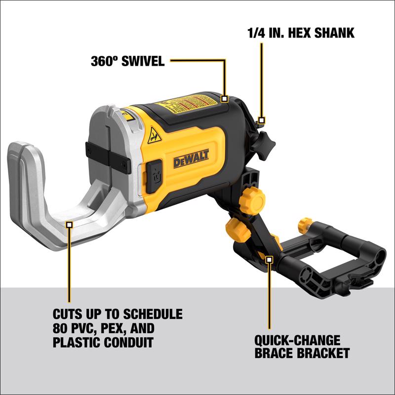 DeWalt Impact Connect 2 in. PVC/PEX Pipe Cutter Attachment Black/Yellow 1 pc