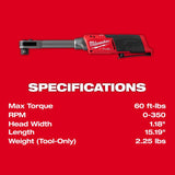Milwaukee M12 FUEL 1/4 in. Cordless Brushless High Speed Ratchet Tool Only