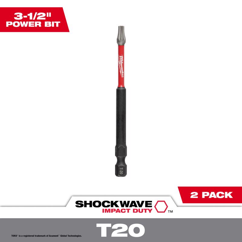 Milwaukee Shockwave Torx 3-1/2 in. L Power Bit Alloy Steel 2 pk