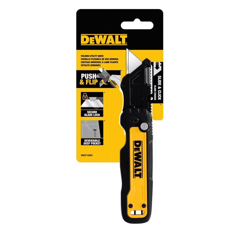 DeWalt Press and Flip Compact Utility Knife Black/Yellow 1 pc