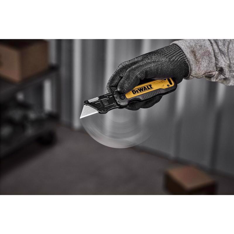 DeWalt Press and Flip Compact Utility Knife Black/Yellow 1 pc