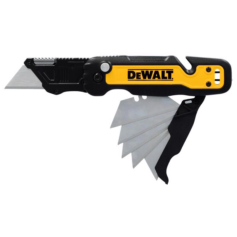 DeWalt Press and Flip Compact Utility Knife Black/Yellow 1 pc