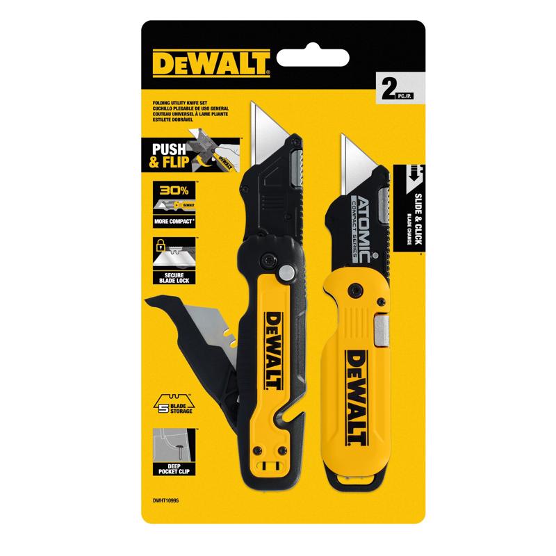 DeWalt Press and Flip Utility Knife Set Black/Yellow 2 pc