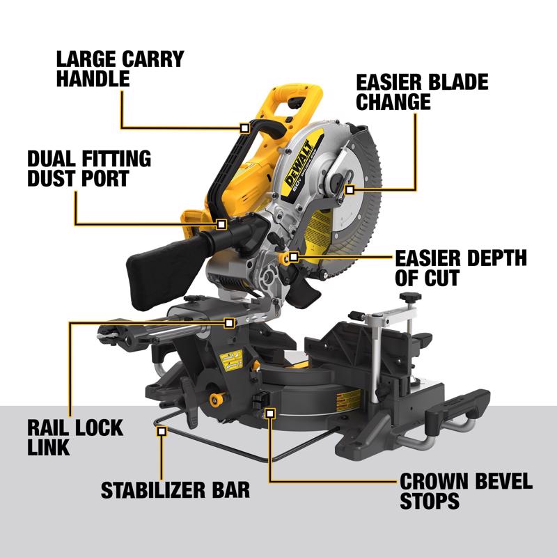 DeWalt 60V MAX Flexvolt 12 in. Cordless Brushless Dual-Bevel Sliding Compound Miter Saw Tool Only