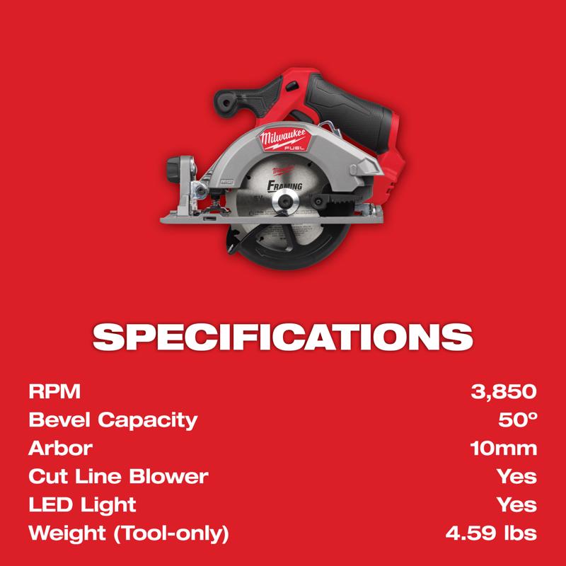 Milwaukee M12 Fuel 5-3/8 in. Cordless Brushless Circular Saw