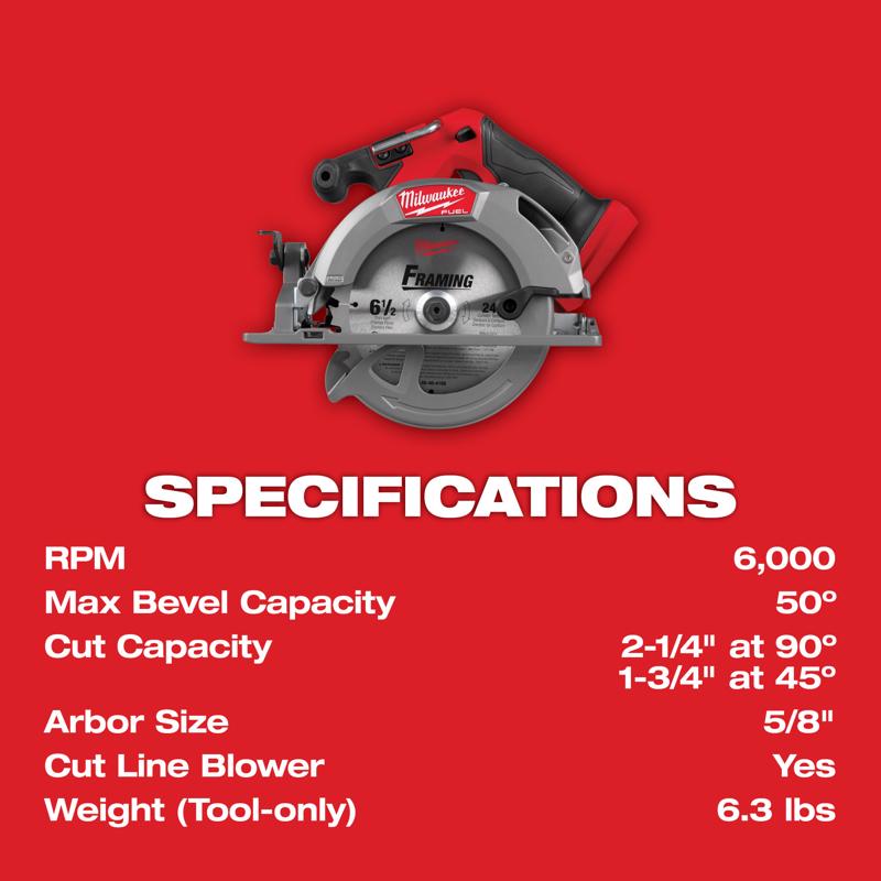 Milwaukee M18 FUEL 6-1/2 in. Cordless Brushless Circular Saw Tool Only