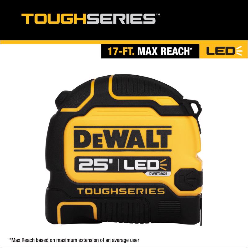 DeWalt ToughSeries 25 ft. L X 1.25 in. W LED Tape Measure 1 pk