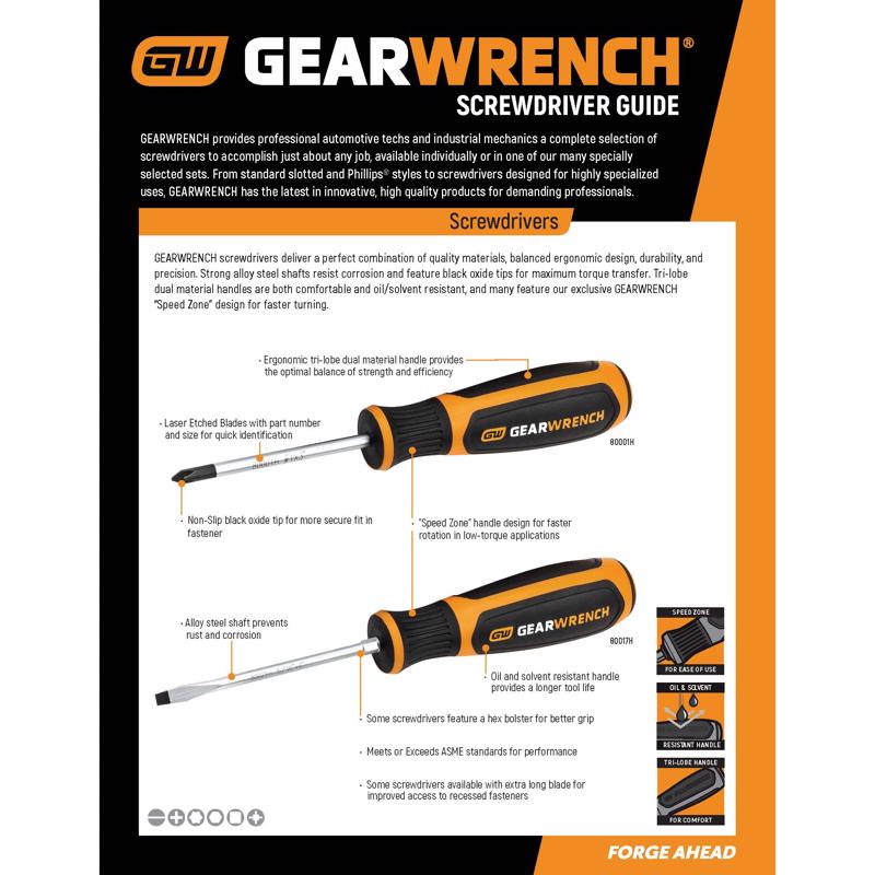 Gearwrench 3/8 in. X 12 in. L Slotted Screwdriver 1 pk