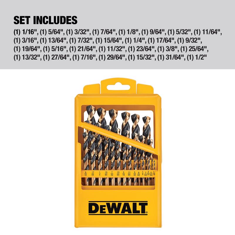 DeWalt Black Oxide Drill Bit Set Straight Shank 29 pc