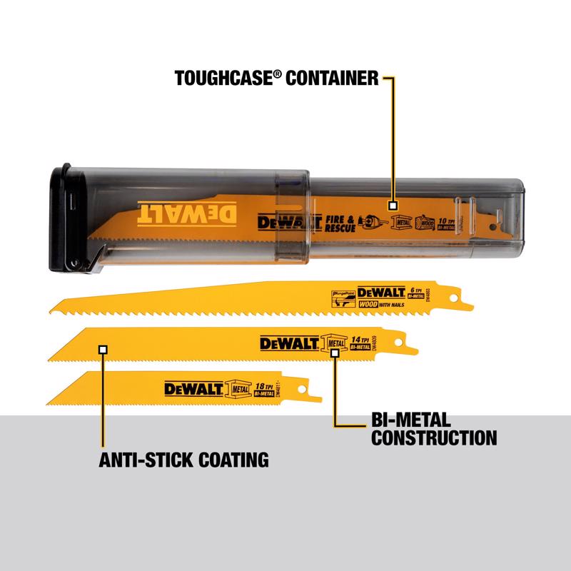 DeWalt Bi-Metal Reciprocating Saw Blade Set Assorted TPI 16 pc